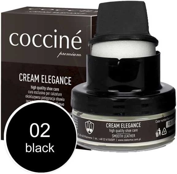Coccine juodos spalvos avalynės tepalas su kempinėle Nr.02 Kreminis Elegance, 50 ml