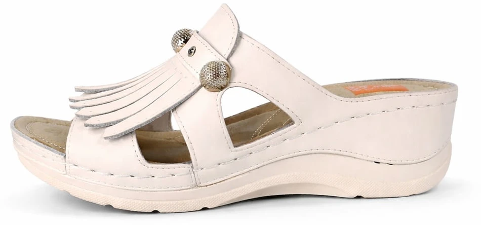 Mazaro® baltos patogios moteriškos odinės šlepetės