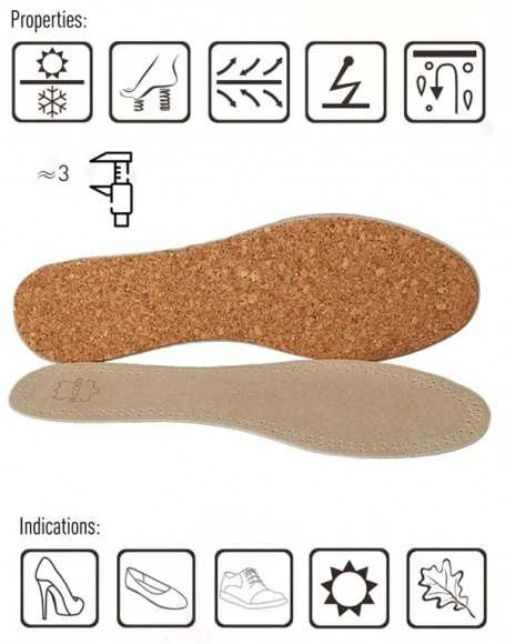 Natūralios odos vidpadžiai su kamštine pagrindo dalimi – Coccine Leather On Cork, 1 pora