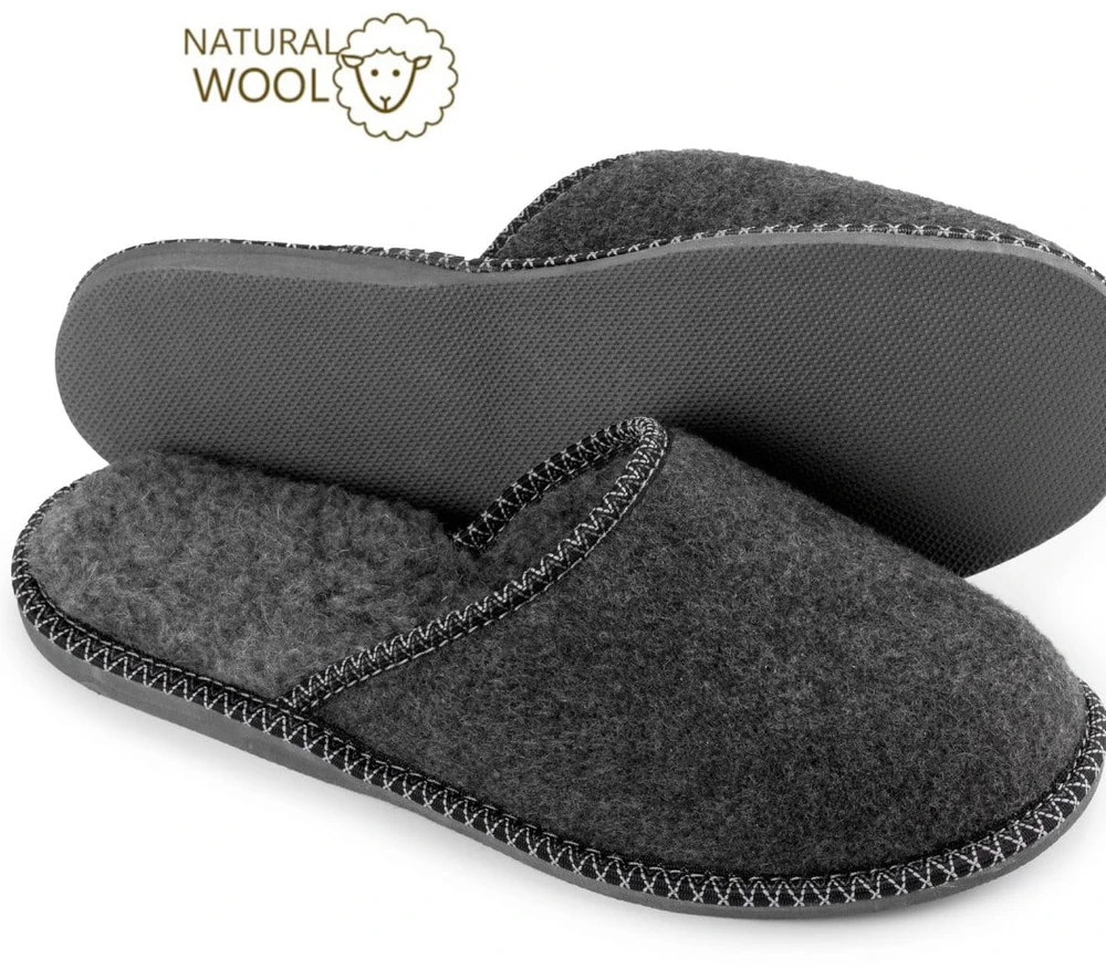 Nowo® vyriškos šlepetės su natūralios vilnos pamušalu ir neslystančiu padu