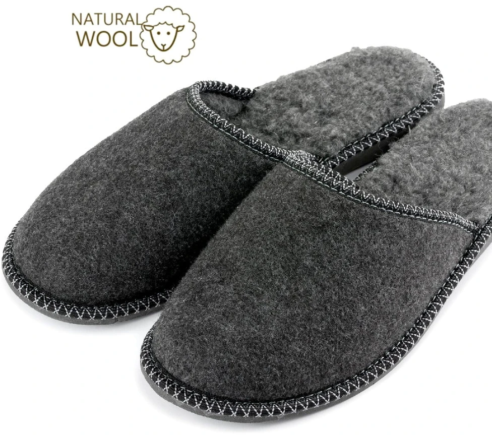 Nowo® vyriškos šlepetės su natūralios vilnos pamušalu ir neslystančiu padu