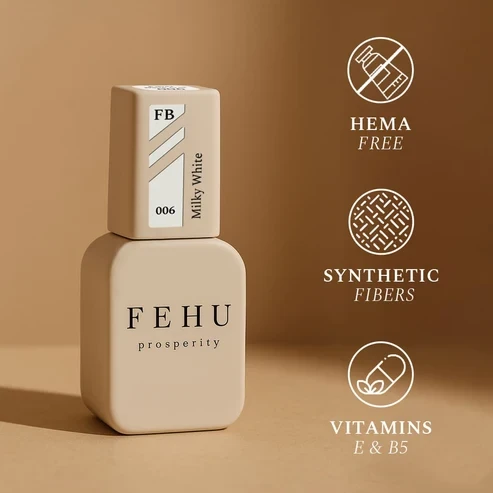 FEHU Bazinis gelis su pluoštu #06 pieno baltumo, 12 ml | Fiber Base Gel #06 Milky Baltas 12 ml