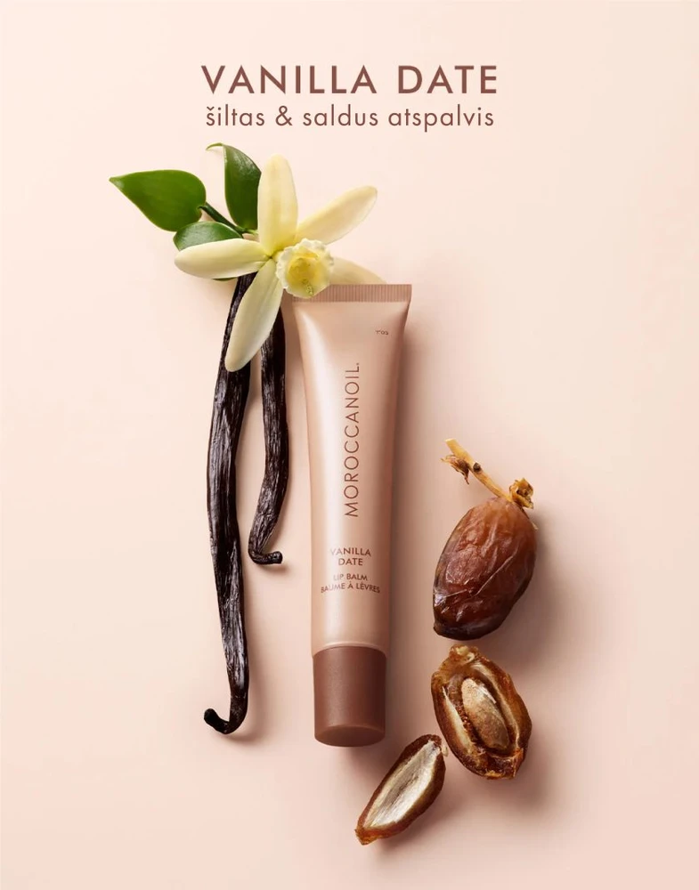 MOROCCANOIL maitinantis lūpų balzamas - Vanilės datulė, 15g | Vanilla Date Lūpų balzamas, 15g