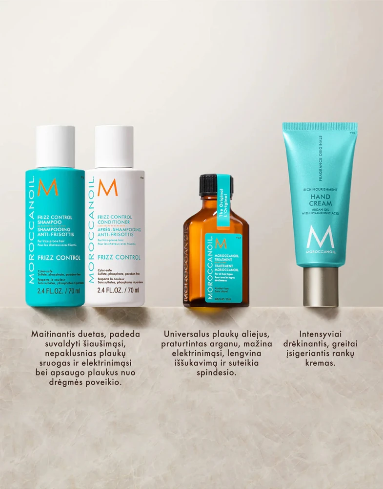 MOROCCANOIL Plaukų šiaušimą mažinančių priemonių kelioninis rinkinys | Frizz Travel Set
