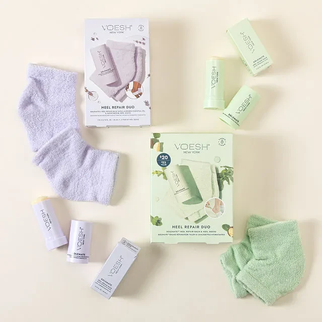 Voesh kulnų priežiūros tinkinys (22 ml. balzamas + 2 vnt. kojinės) mėtų kvapo| VOESH Heel Repair Duo (Heel Repair Balm + Heel Socks) Mint