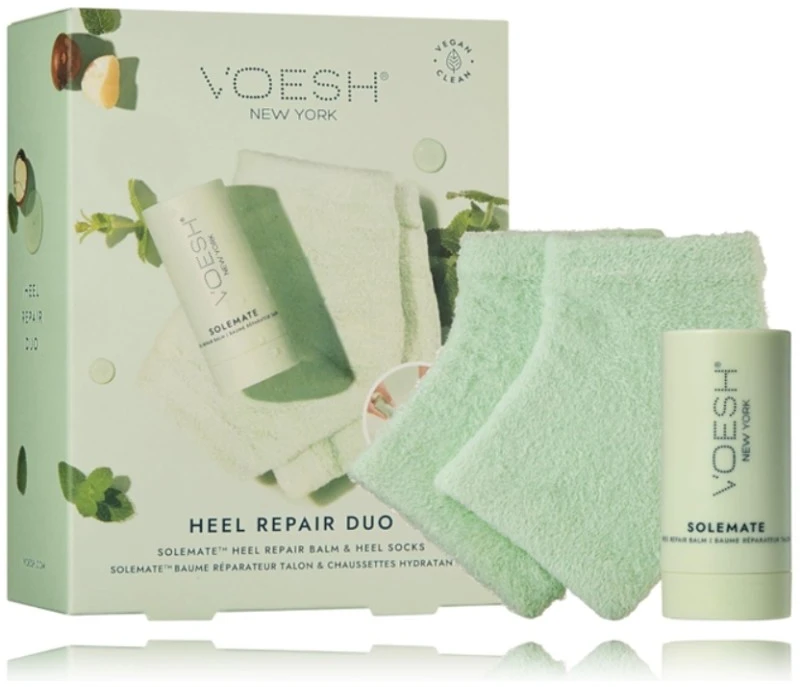 Voesh kulnų priežiūros tinkinys (22 ml. balzamas + 2 vnt. kojinės) mėtų kvapo| VOESH Heel Repair Duo (Heel Repair Balm + Heel Socks) Mint