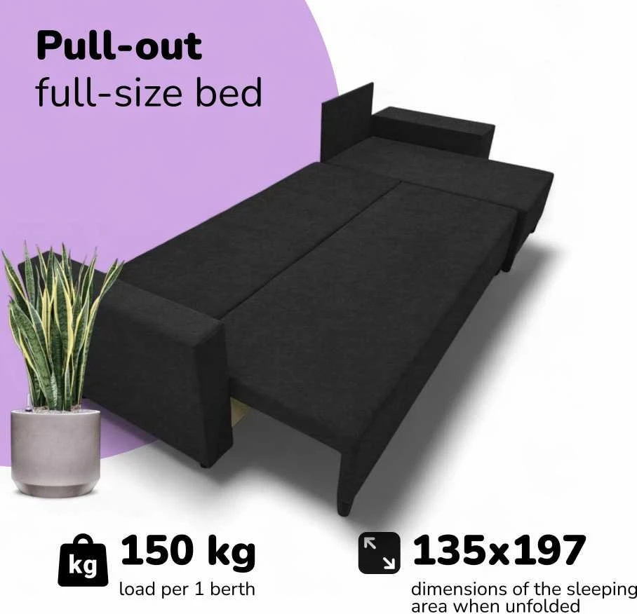 Meb Podrez Didelis kampinis sofos komplektas su staliuku ir pufais Simple XL St Combo, Grafito