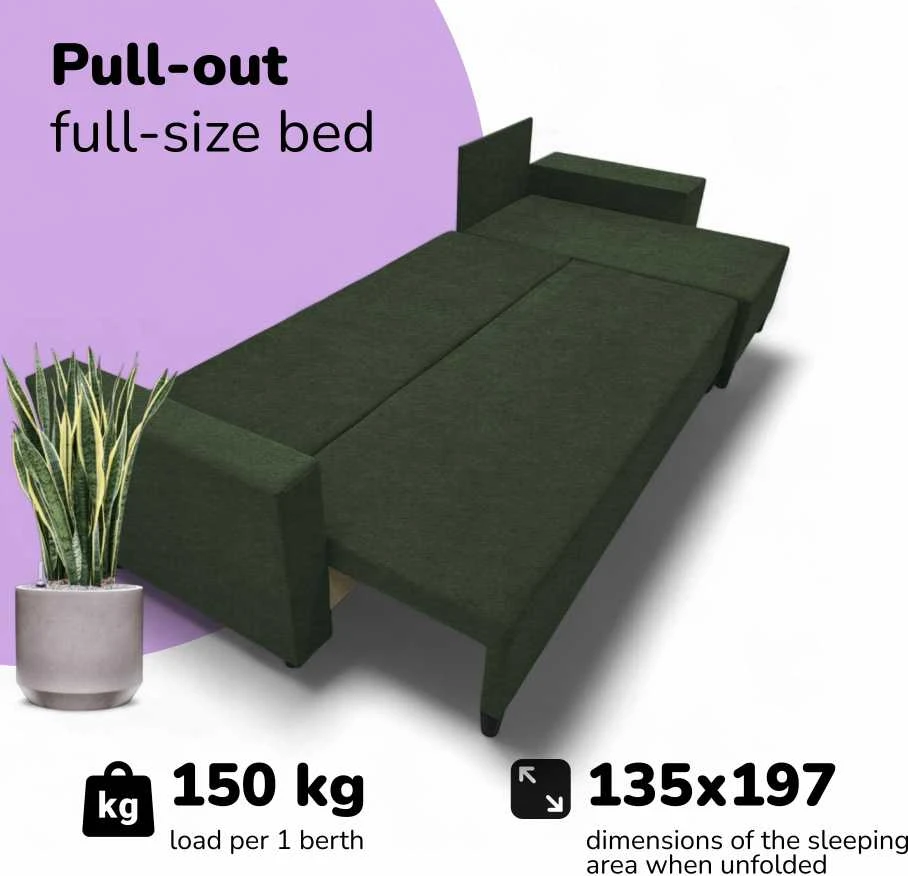 Meb Podrez Didelis kampinis sofos komplektas su staliuku ir pufais Simple XL St Combo, Turkiu žalia