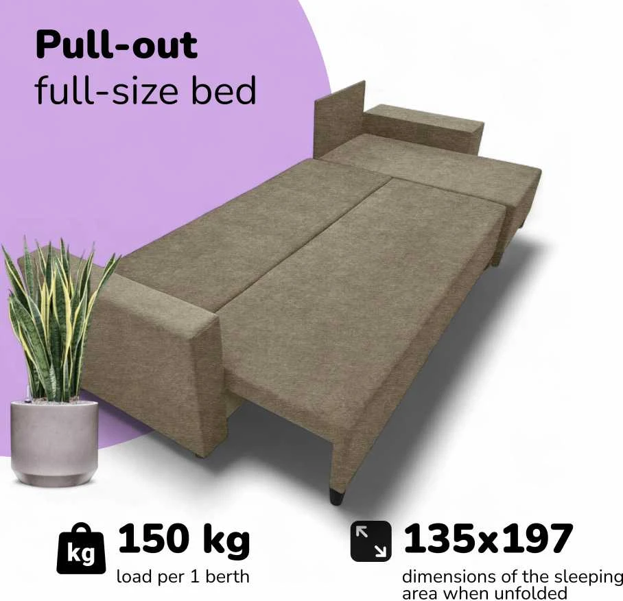 Meb Podrez Didelis kampinis sofos komplektas su staliuku ir pufais Simple XL St Combo Smėlio spalvos