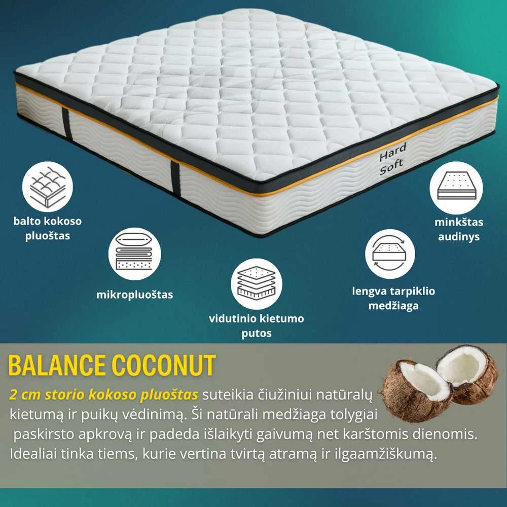 Meb Podrez Dvipusis čiužinys su kokosu Balance Coconut dydis 180