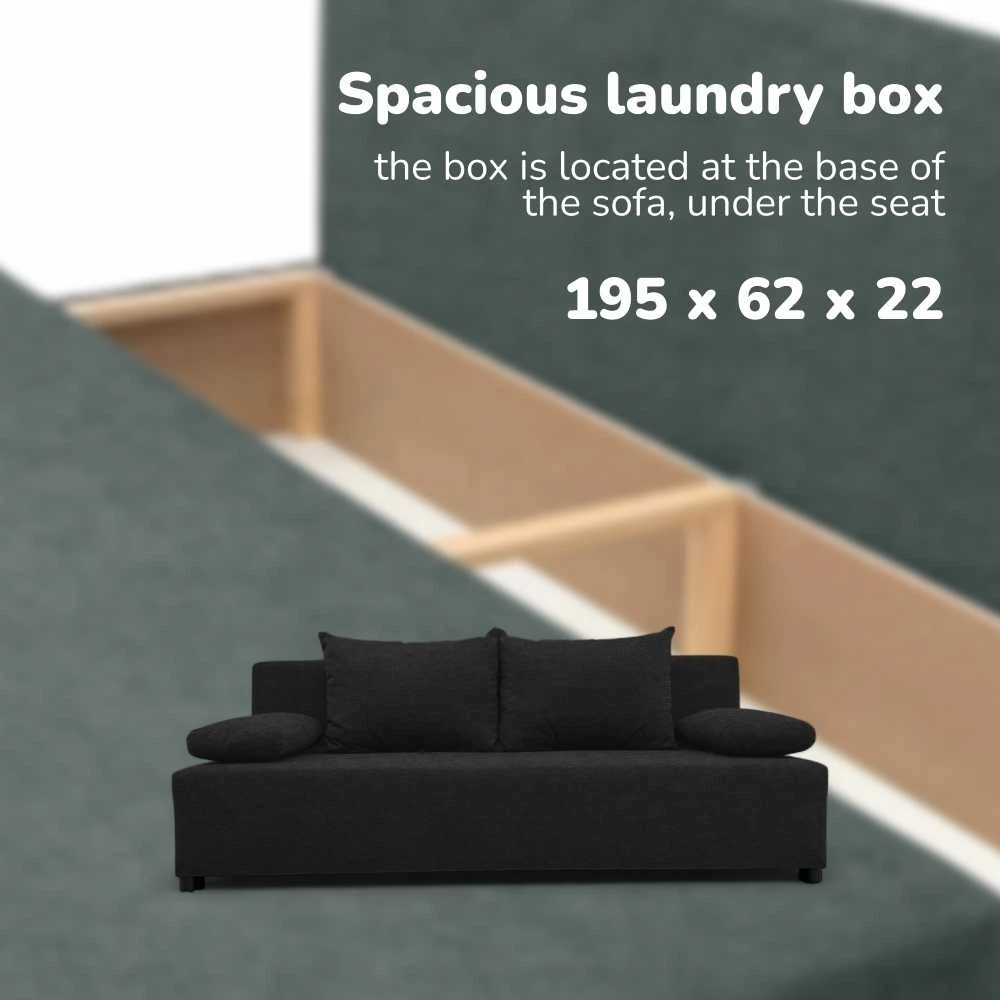 Meb Podrez Dvivietis išskleidžiamas sofa „Simple Light“ be porankių, „Podrez“, grafito