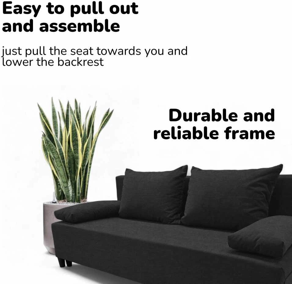 Meb Podrez Dvivietis išskleidžiamas sofa Simple X Light, be porankių, Podrez,, grafito