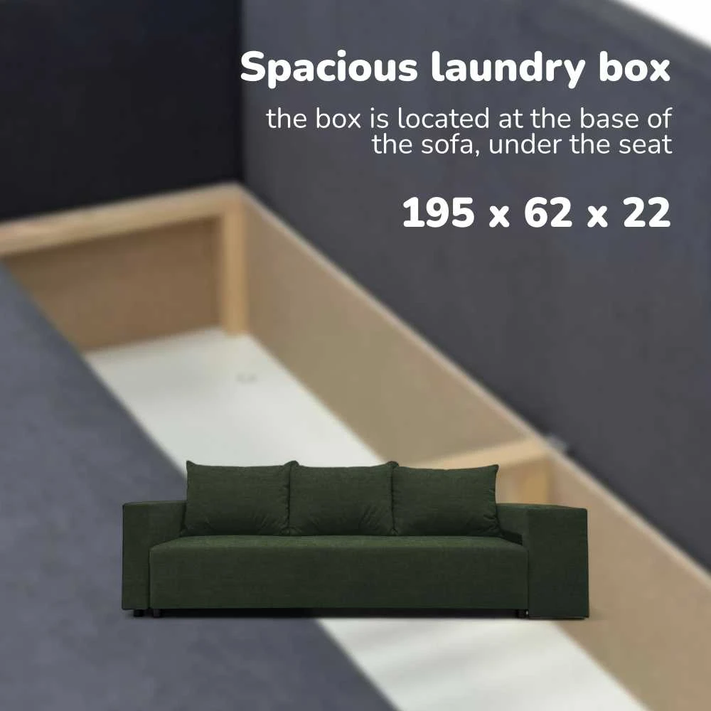 Meb Podrez Dvivietis išskleidžiamas sofa su staliuku ir pufais „Simple Combo“, „Podrez“, turkio-žalia