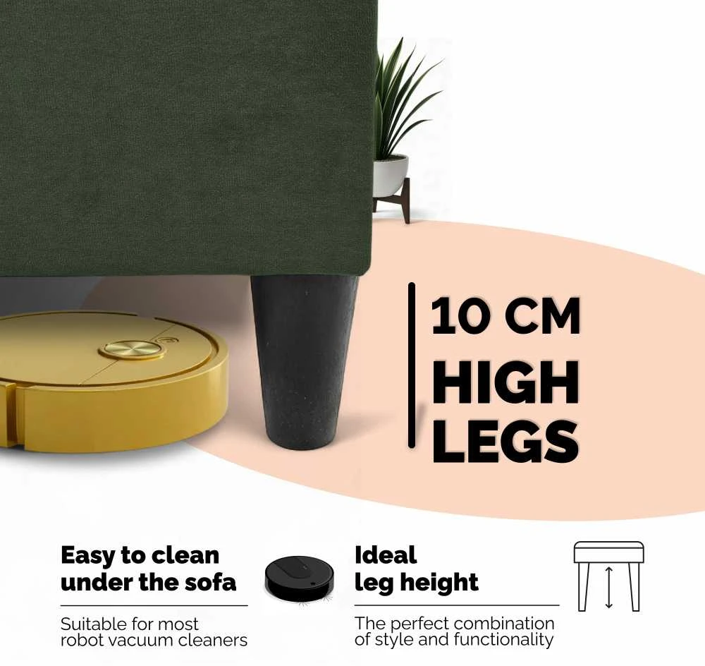 Meb Podrez Dvivietis išskleidžiamas sofa Simple X Light, be porankių, Podrez,, turkio žalia
