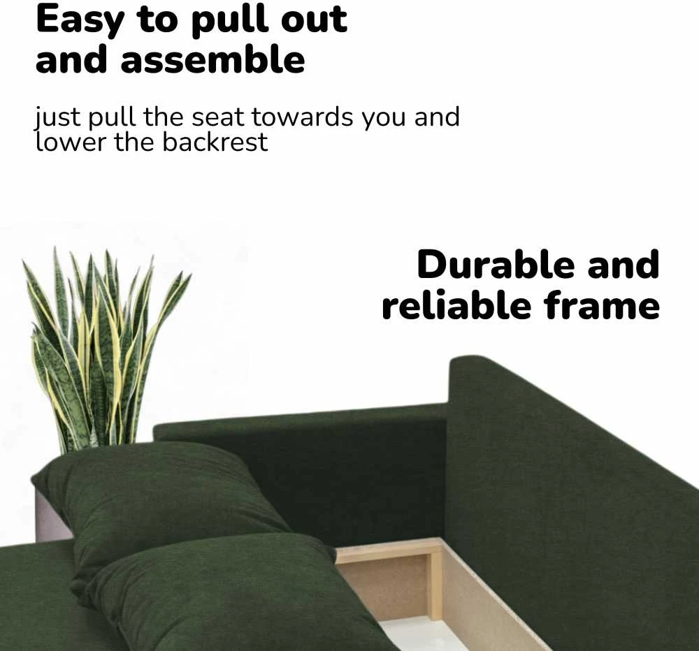 Meb Podrez Dvivietis išskleidžiamas sofa su staliuku ir pufais Simple X Combo,, Podrez,, turkio-žalia