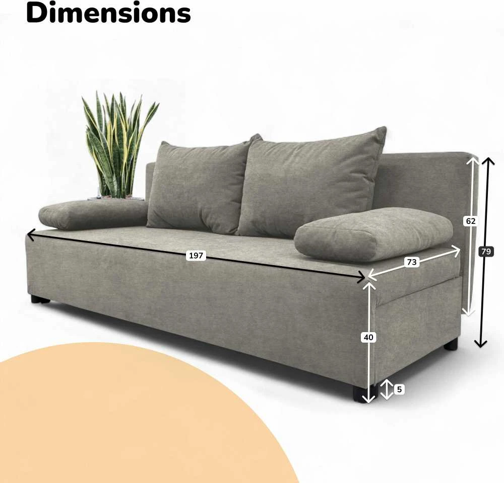 Meb Podrez Dvivietis išskleidžiamas sofa „Simple Light“ be porankių, „Podrez“, šviesiai pilka