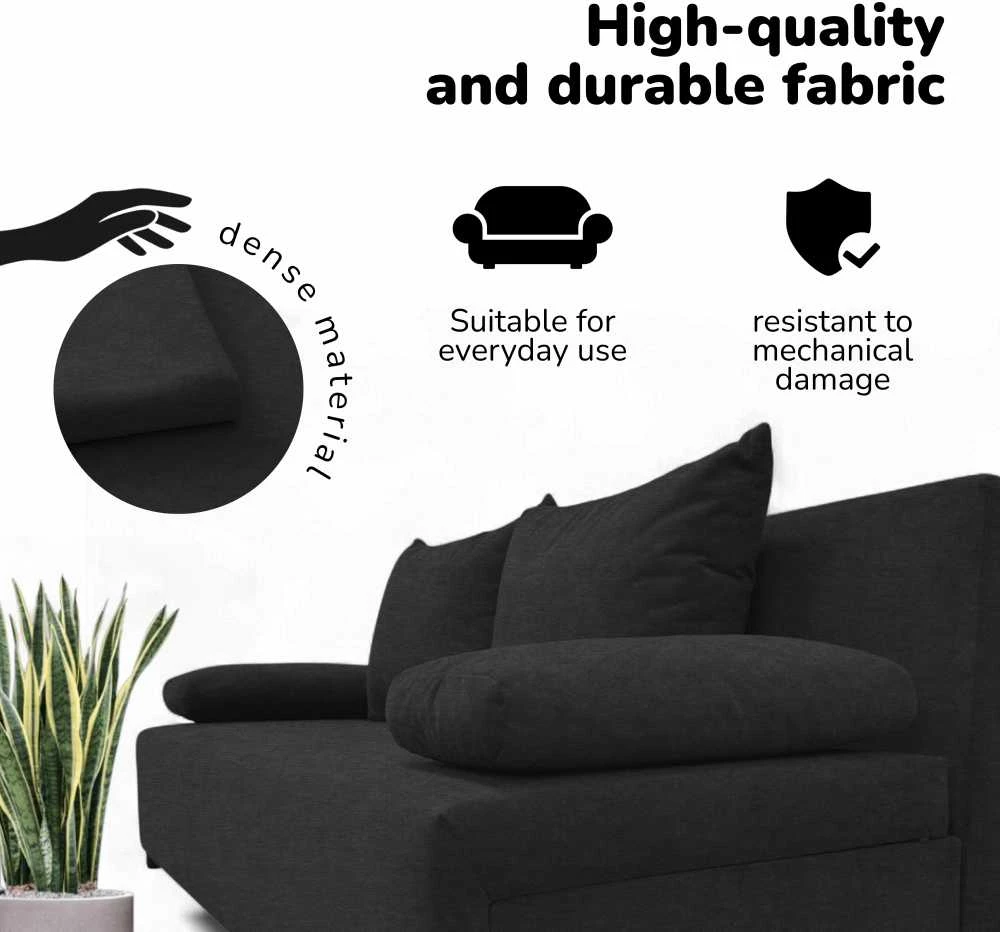 Meb Podrez Dvivietis išskleidžiamas sofa „Simple Light“ be porankių, „Podrez“, grafito