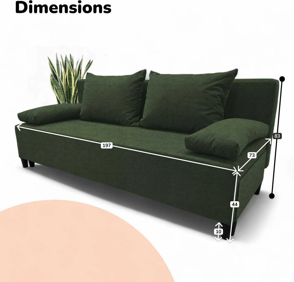 Meb Podrez Dvivietis išskleidžiamas sofa Simple X Light, be porankių, Podrez,, turkio žalia