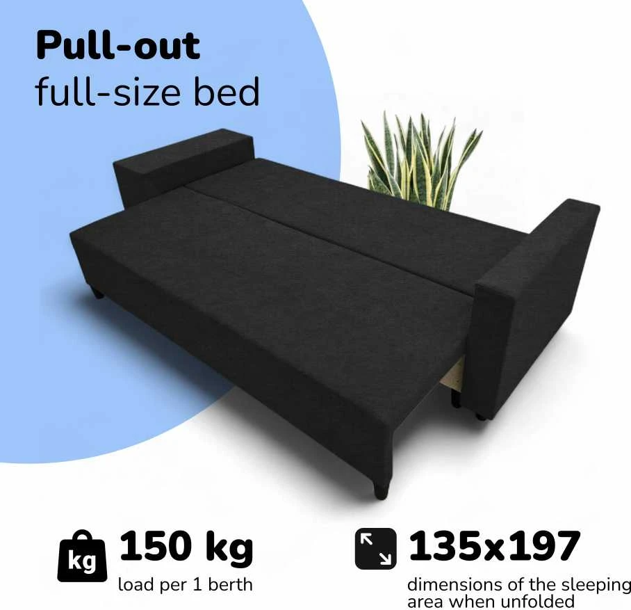 Meb Podrez Dvivietis išskleidžiamas sofa su staliuku ir pufais Simple X Combo,, Podrez,, grafito