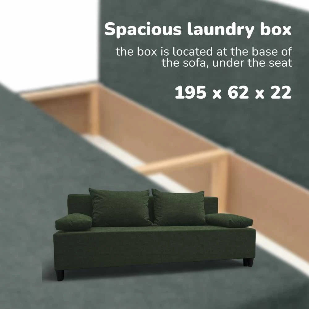 Meb Podrez Dvivietis išskleidžiamas sofa Simple X Light, be porankių, Podrez,, turkio žalia