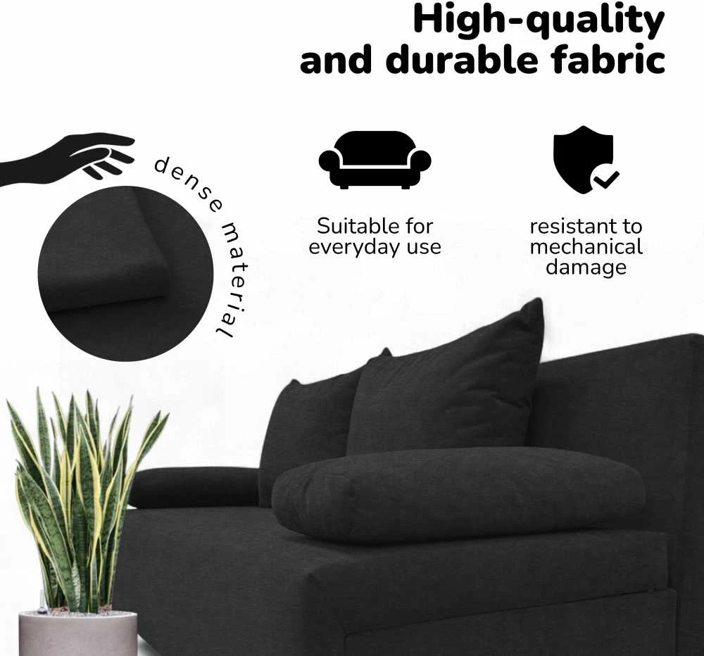 Meb Podrez Dvivietis išskleidžiamas sofa Simple X Light, be porankių, Podrez,, grafito