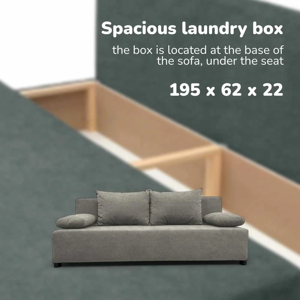 Meb Podrez Dvivietis išskleidžiamas sofa „Simple Light“ be porankių, „Podrez“, šviesiai pilka