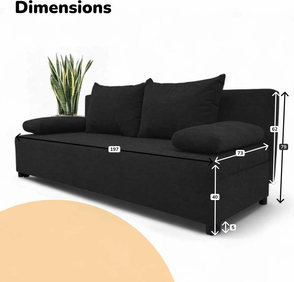 Meb Podrez Dvivietis išskleidžiamas sofa „Simple Light“ be porankių, „Podrez“, grafito