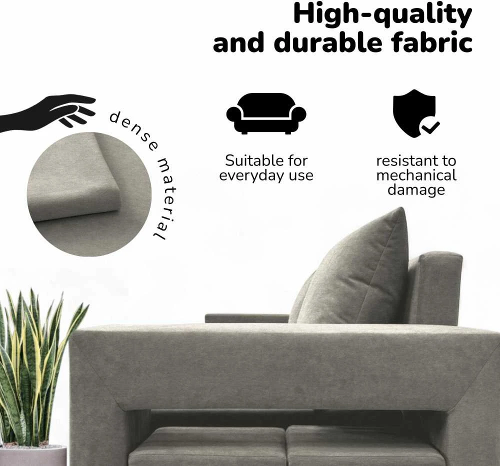 Meb Podrez Dvivietis išskleidžiamas sofa su staliuku ir pufais Simple X Combo,, Podrez,, šviesiai pilka