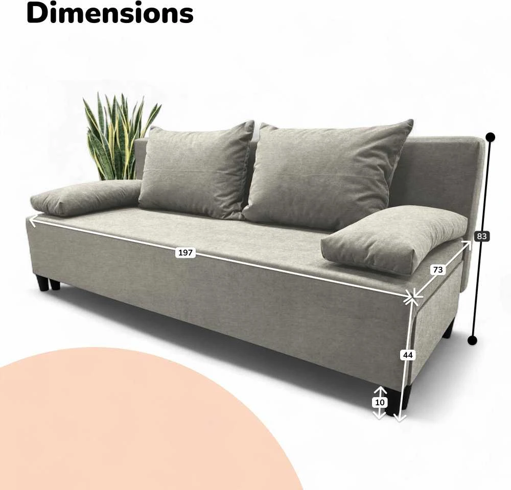 Meb Podrez Dvivietis išskleidžiamas sofa Simple X Light, be porankių, Podrez,, šviesiai pilka