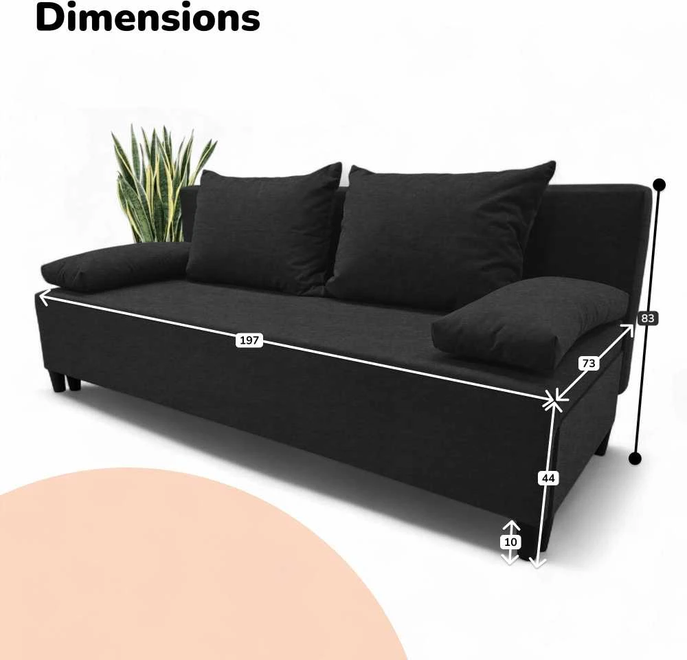 Meb Podrez Dvivietis išskleidžiamas sofa Simple X Light, be porankių, Podrez,, grafito