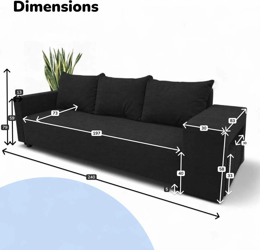 Meb Podrez Dvivietis išskleidžiamas sofa su staliuku ir pufais „Simple Combo“, „Podrez“, grafito