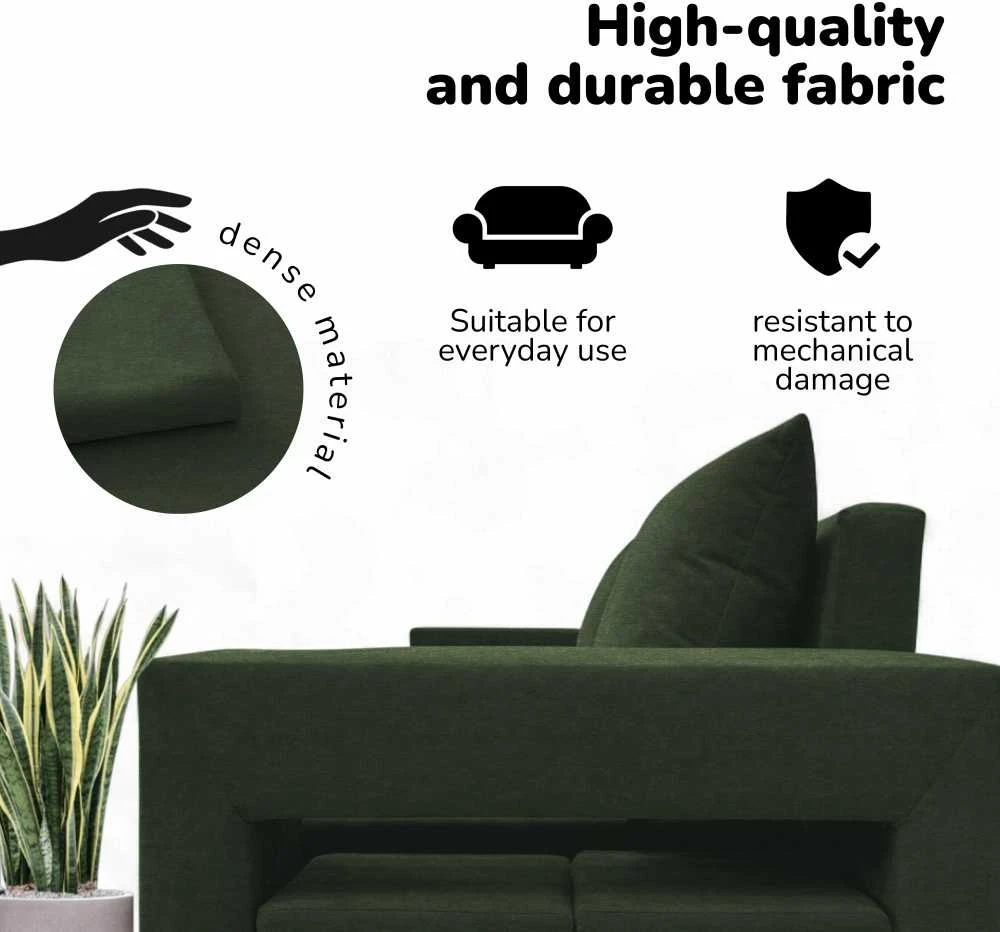 Meb Podrez Dvivietis išskleidžiamas sofa su staliuku ir pufais „Simple Combo“, „Podrez“, turkio-žalia