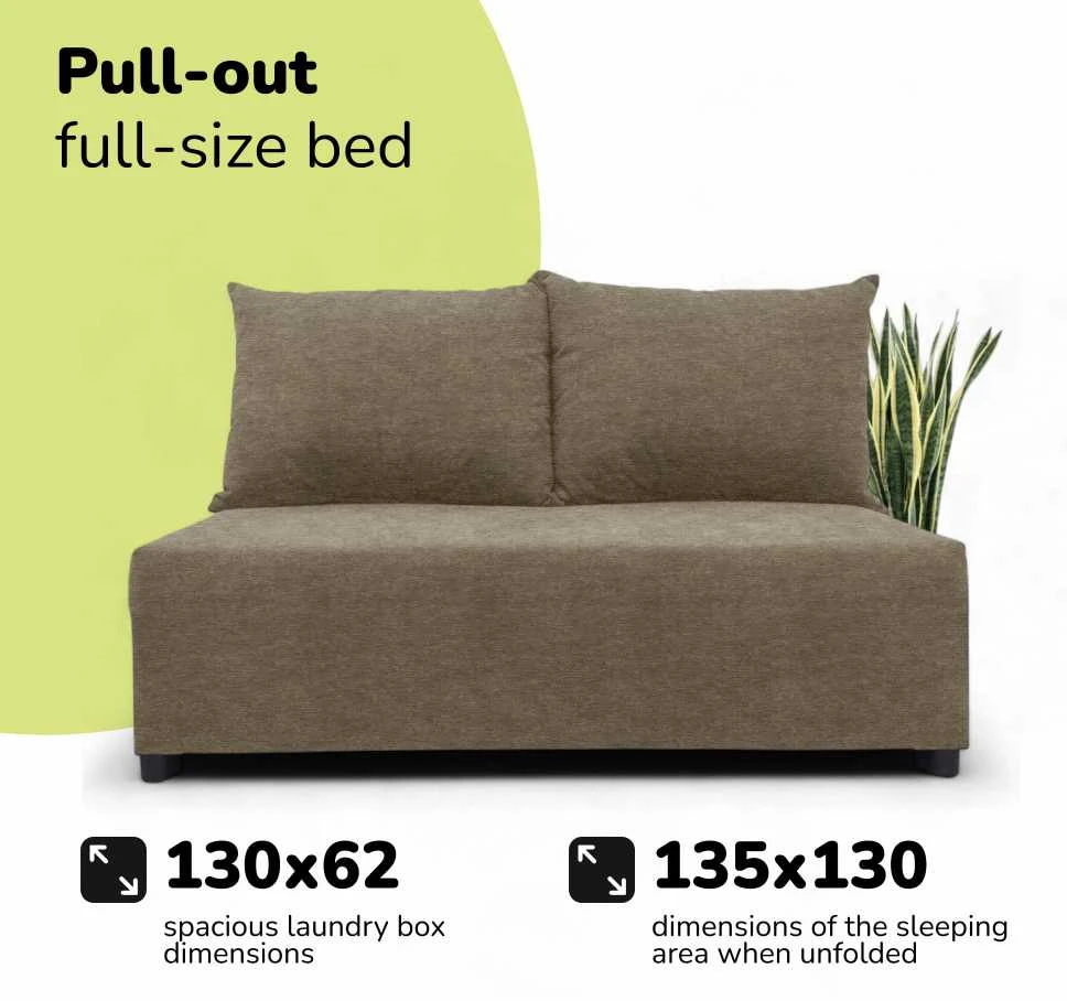 Meb Podrez Dvivietė sofa lova Simple Mini, Podrez, smėlio spalvos