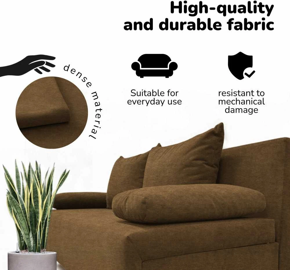 Meb Podrez Dvivietė sofa lova Simple X Light, be porankių, Podrez,, rudos spalvos