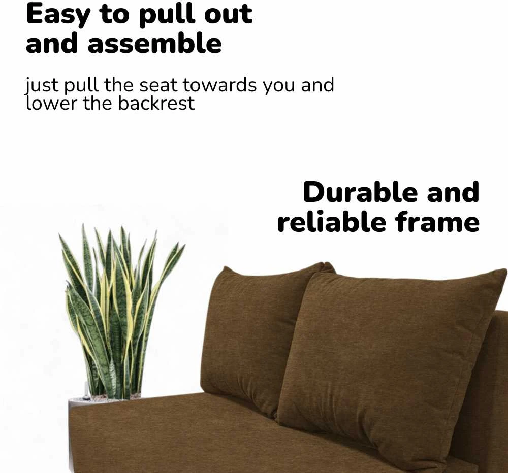 Meb Podrez Dvivietė sofa lova Simple X Mini, Podrez, rudos spalvos