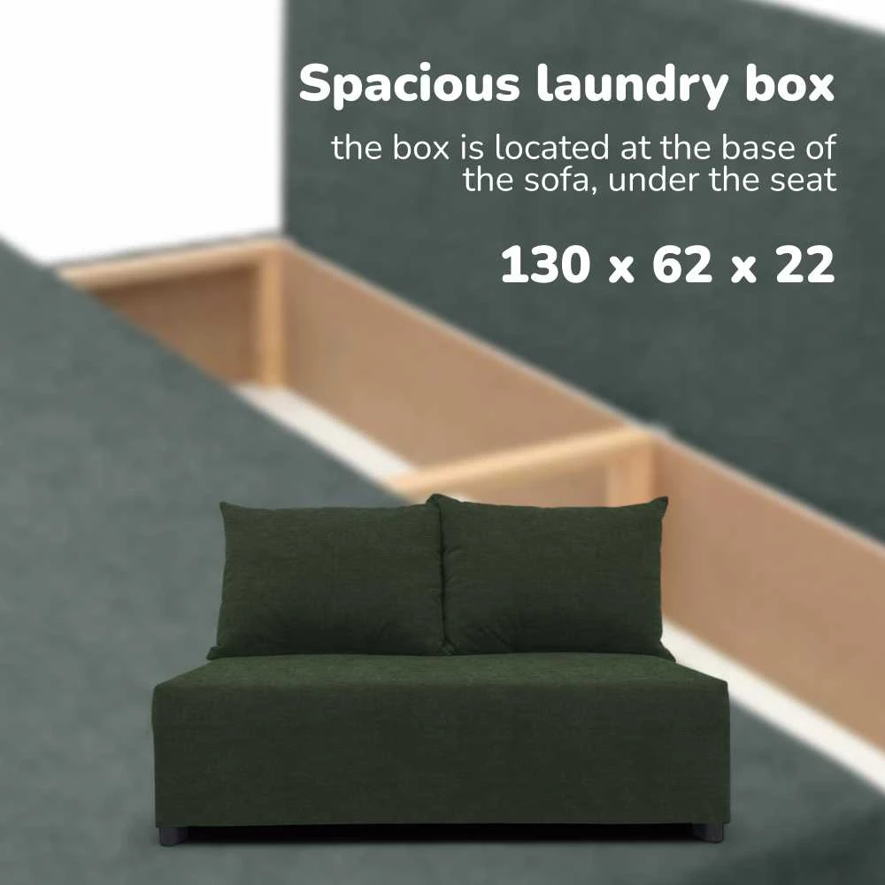 Meb Podrez Dvivietė sofa lova Simple Mini, Podrez, turkio-žalios spalvos