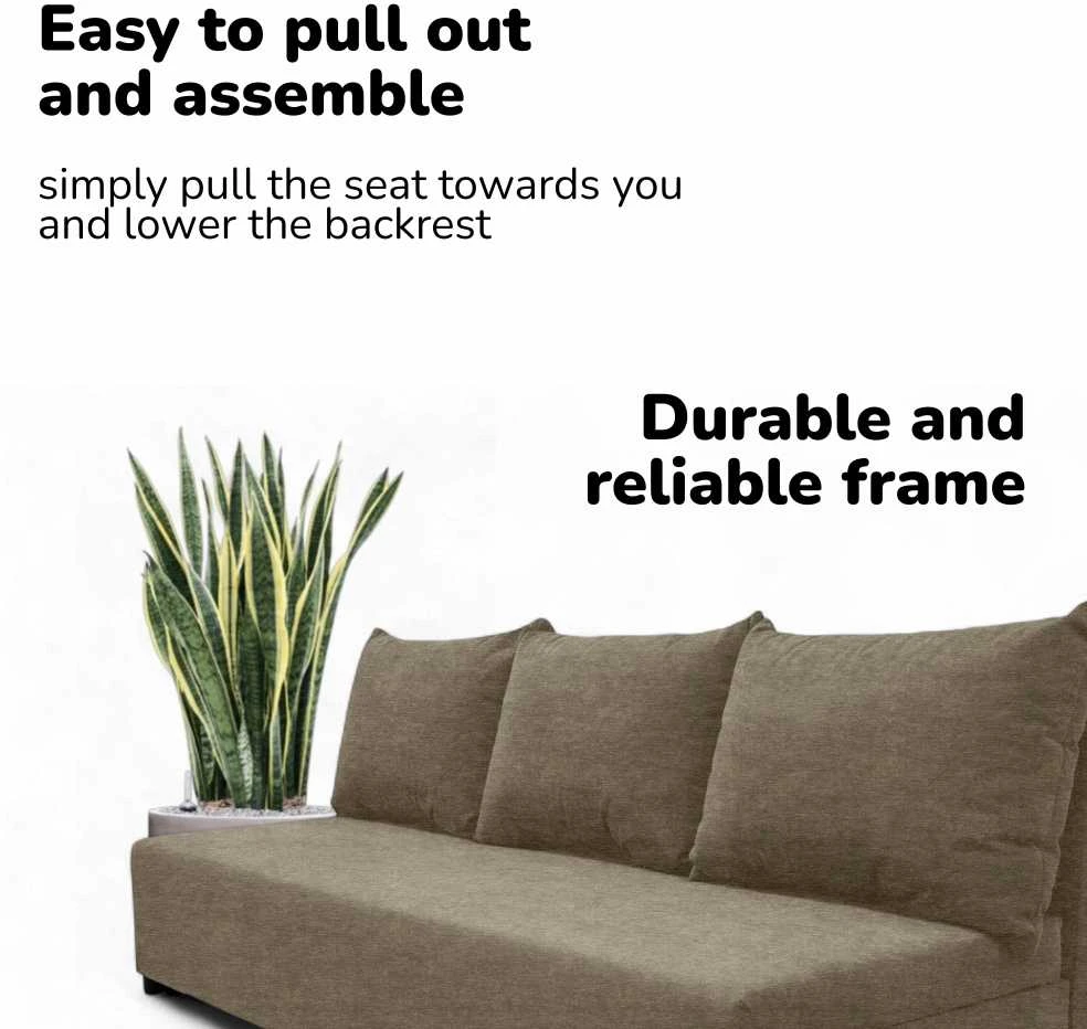 Meb Podrez Dvivietė sofa lova „Simple Light“ be porankių, „Podrez“, smėlio spalvos