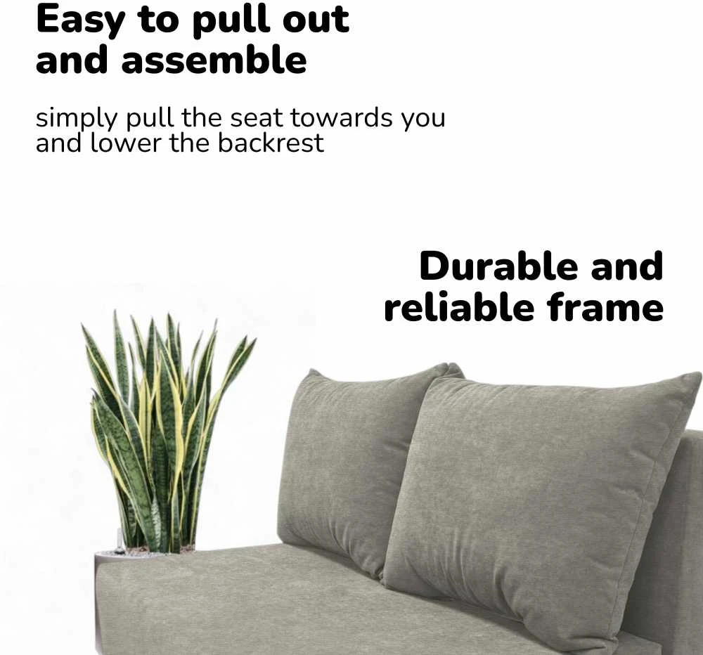 Meb Podrez Dvivietė sofa lova Simple Mini, Podrez, šviesiai pilkos spalvos