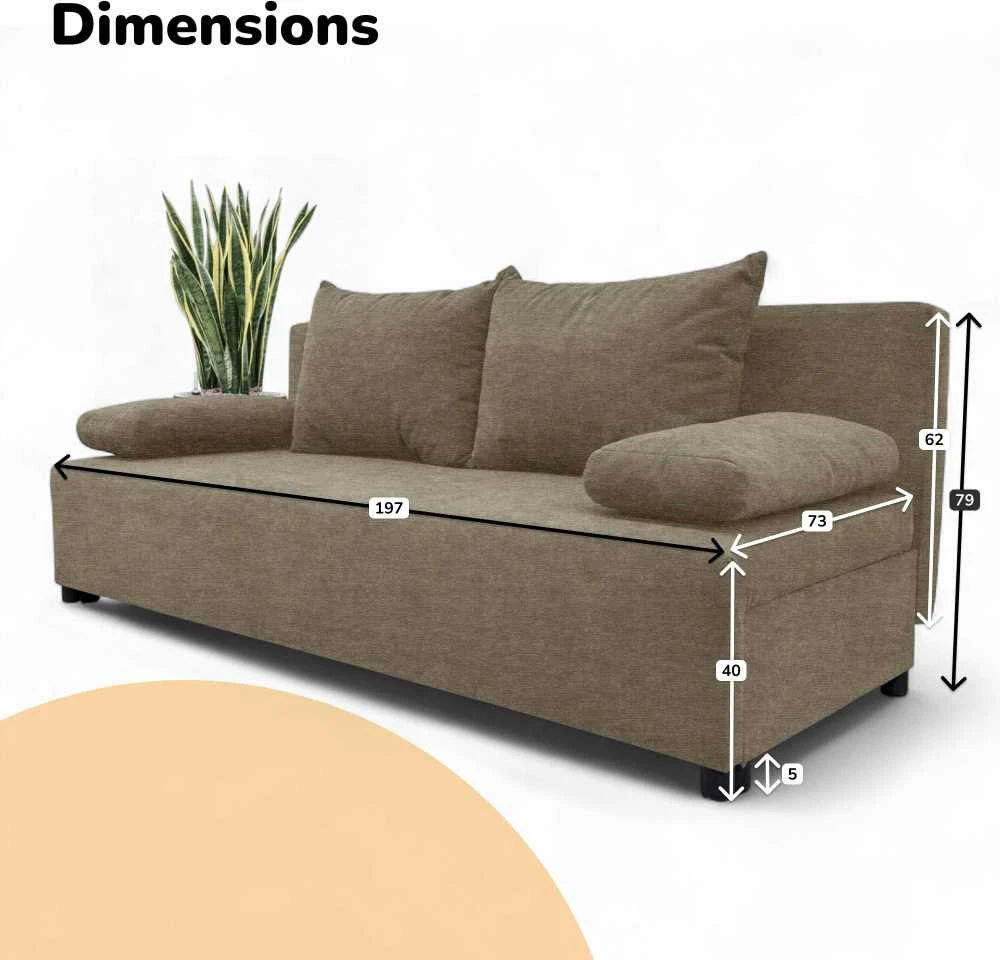Meb Podrez Dvivietė sofa lova „Simple Light“ be porankių, „Podrez“, smėlio spalvos