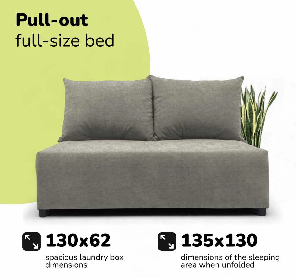 Meb Podrez Dvivietė sofa lova Simple Mini, Podrez, šviesiai pilkos spalvos