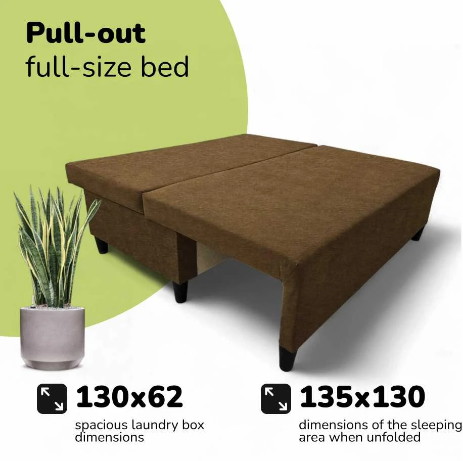 Meb Podrez Dvivietė sofa lova Simple X Mini, Podrez, rudos spalvos