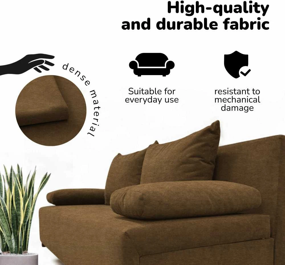 Meb Podrez Dvivietė sofa lova „Simple Light“ be porankių, „Podrez“, rudos spalvos