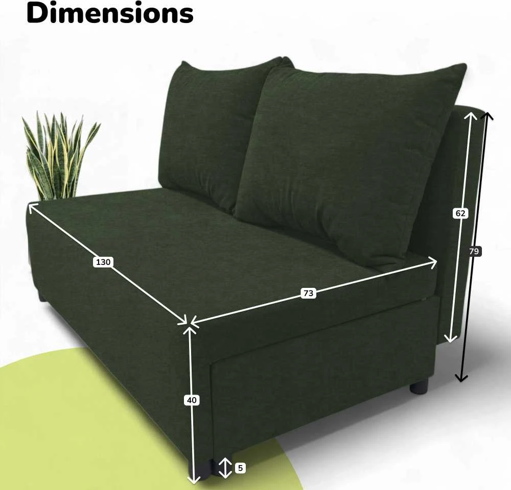 Meb Podrez Dvivietė sofa lova Simple Mini, Podrez, turkio-žalios spalvos