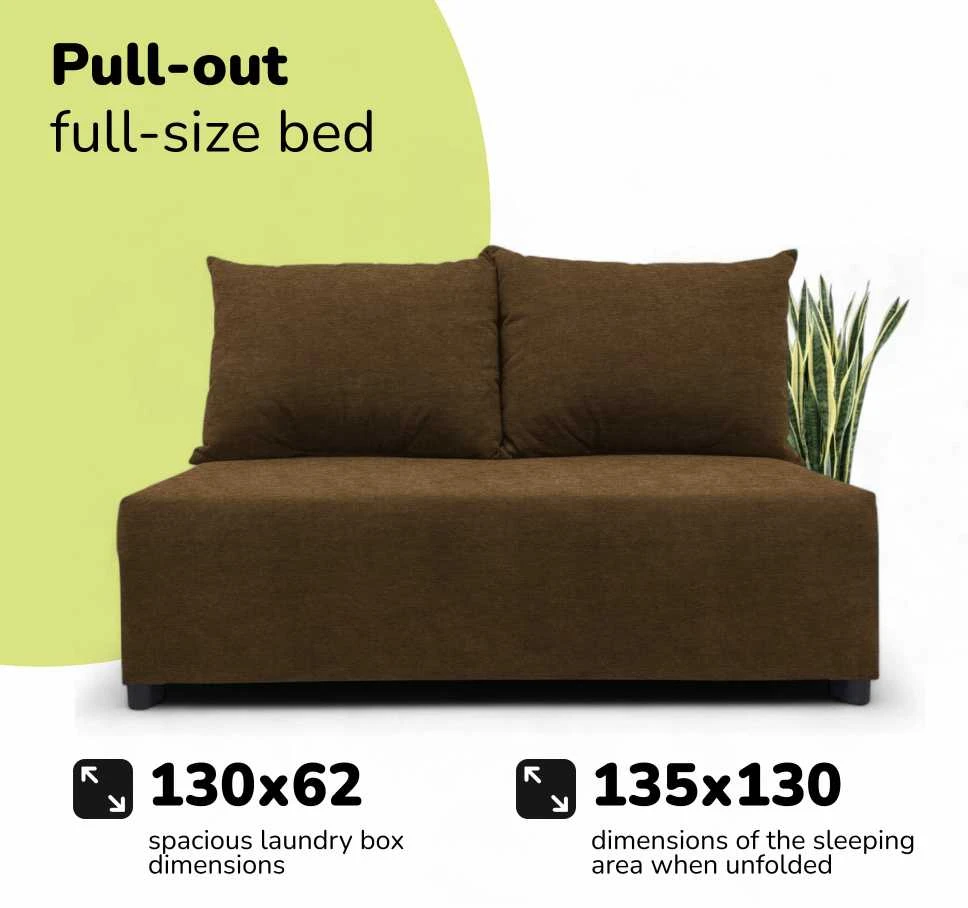 Meb Podrez Dvivietė sofa lova Simple Mini, Podrez, rudos spalvos