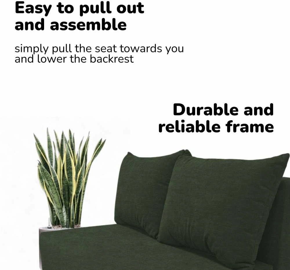 Meb Podrez Dvivietė sofa lova Simple Mini, Podrez, turkio-žalios spalvos