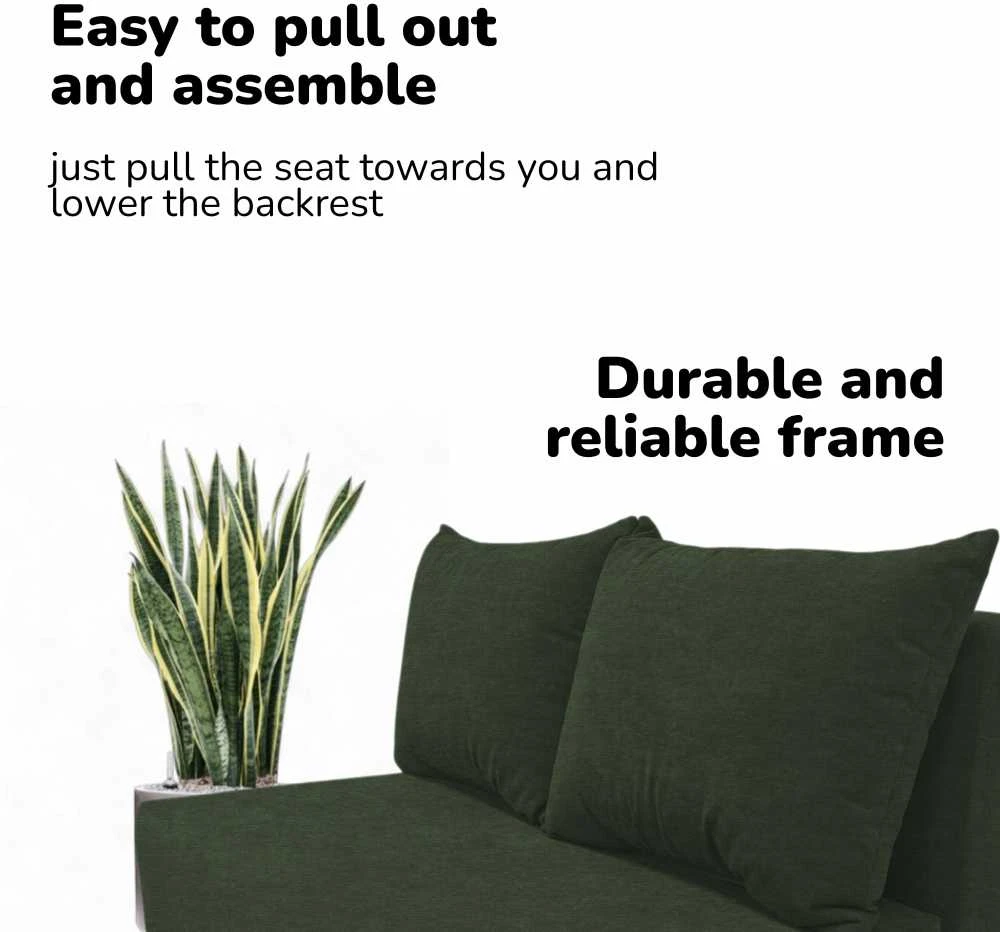 Meb Podrez Dvivietė sofa lova Simple X Mini, Podrez, turkio-žalios spalvos