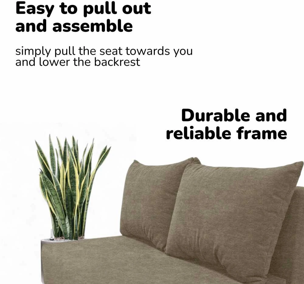 Meb Podrez Dvivietė sofa lova Simple Mini, Podrez, smėlio spalvos