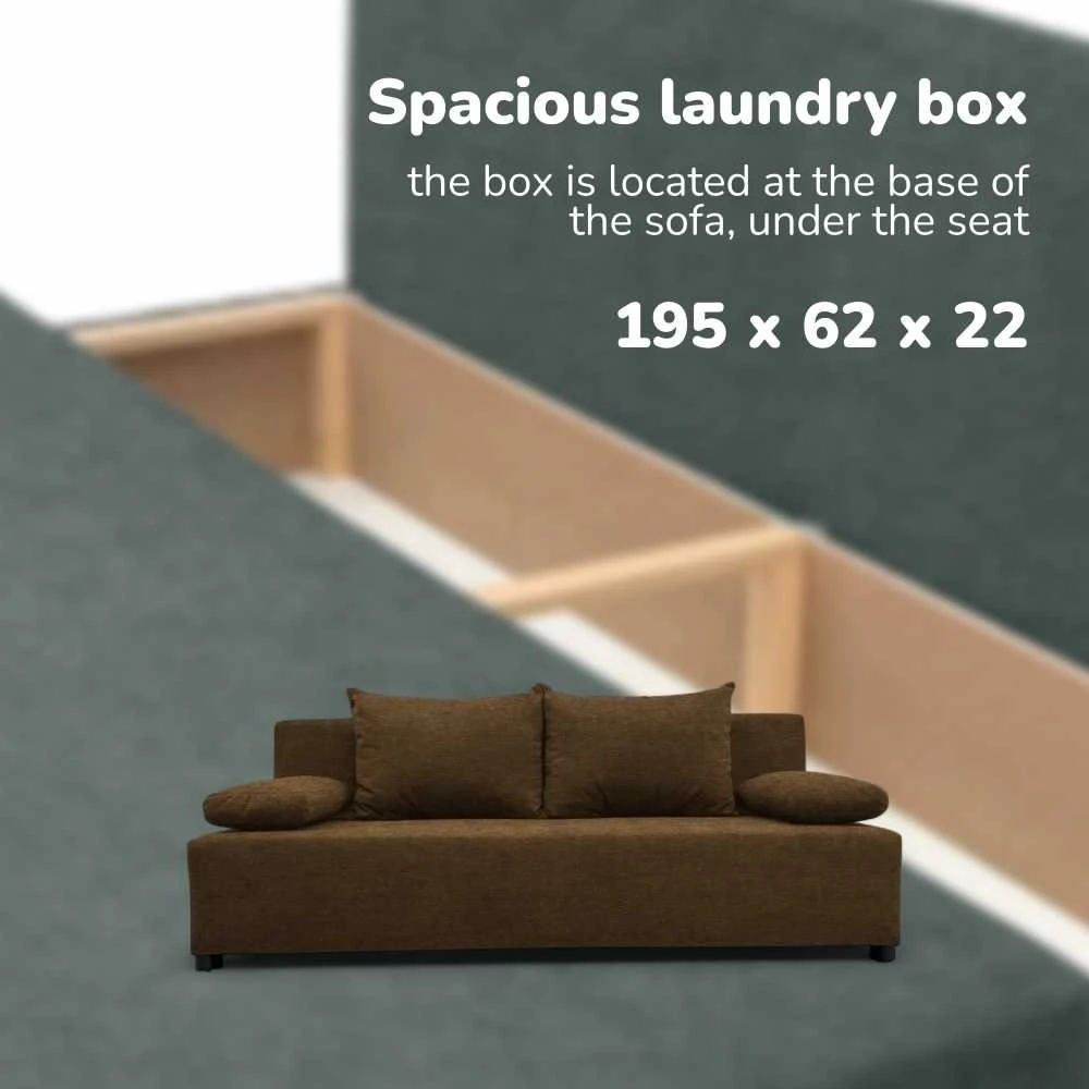Meb Podrez Dvivietė sofa lova „Simple Light“ be porankių, „Podrez“, rudos spalvos
