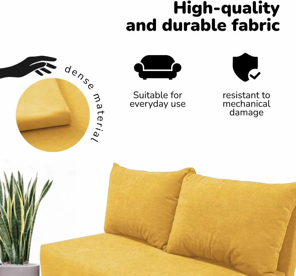 Meb Podrez Dvivietė sofa lova Simple Mini, Podrez, geltonos spalvos