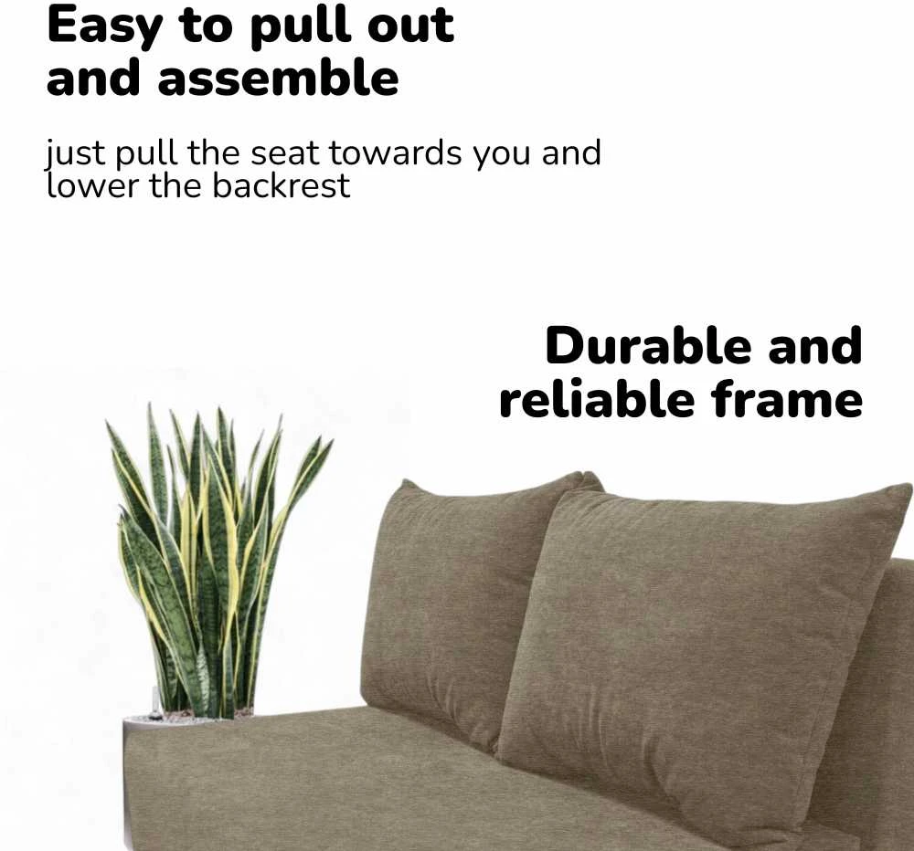 Meb Podrez Dvivietė išskleidžiama sofa lova Simple X Mini, Podrez, smėlio spalvos